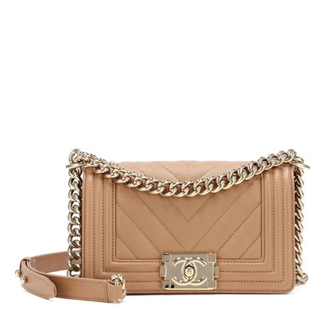 Chanel Boy Chevron Quilted Caviar Gold